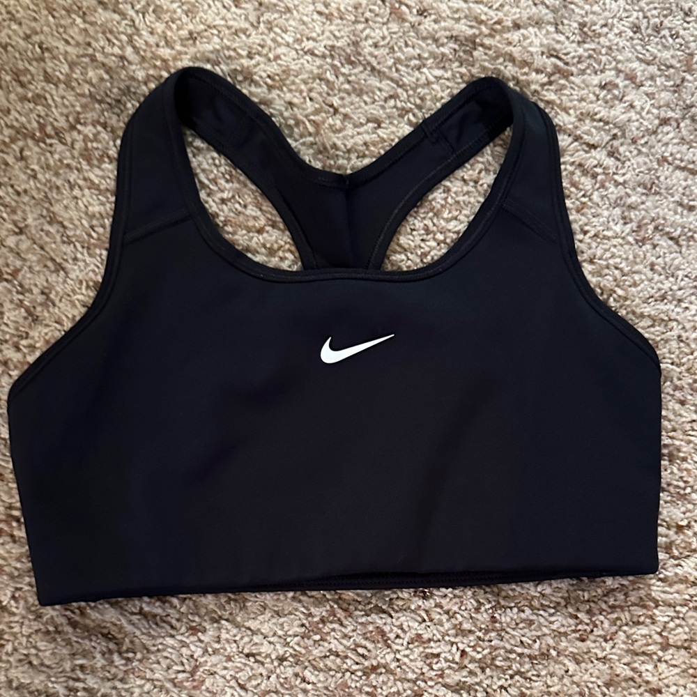 Nike Black Racerback Dri-FIT Sports Bra with White Swoosh size small